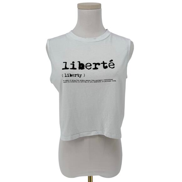 French Connection Y2K VTG Graphic Crop Tank Top Liberty definition Sleeveless M - Picture 1 of 6